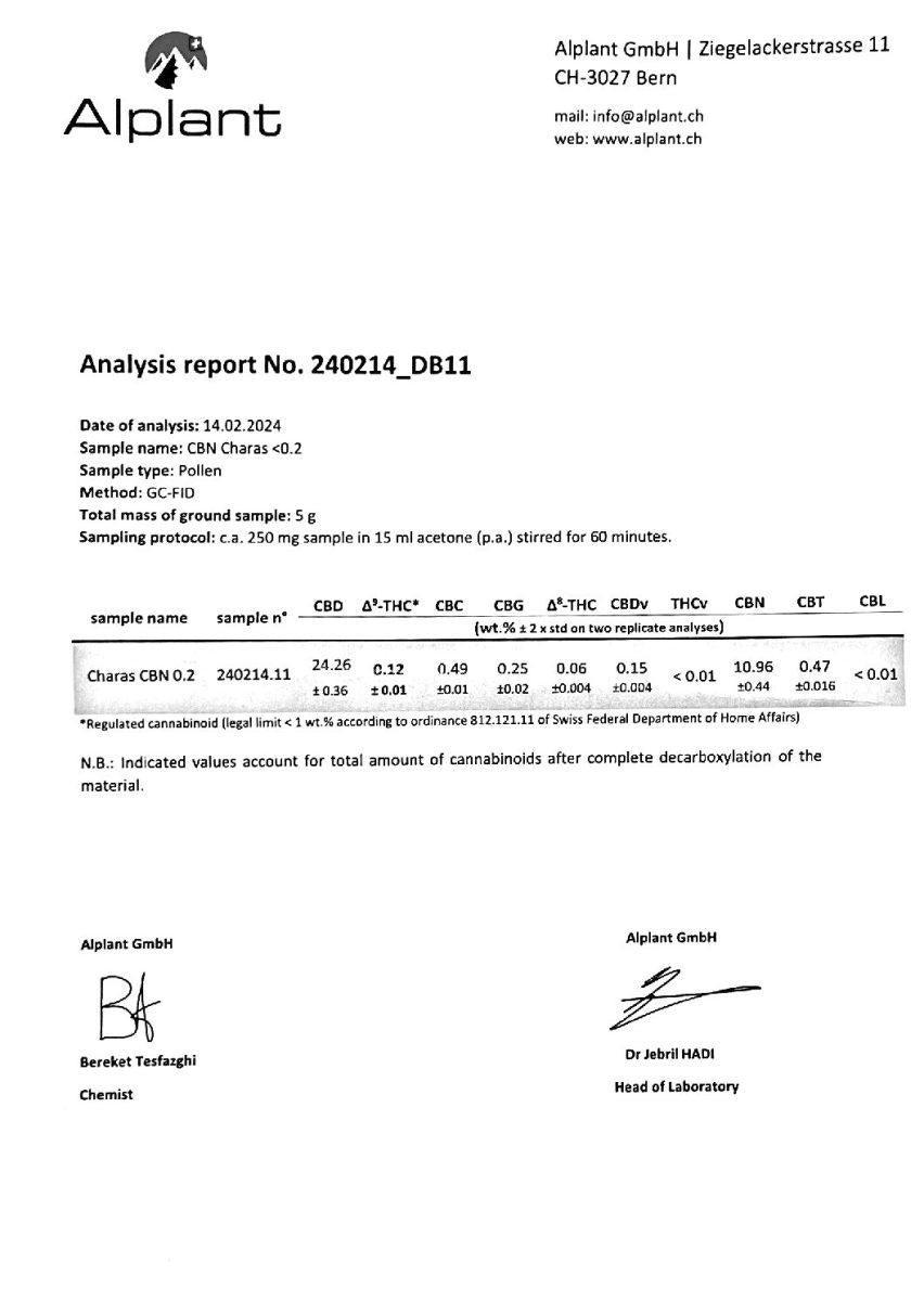 Danish Charas CBD/CBN Hash CBD: 35%